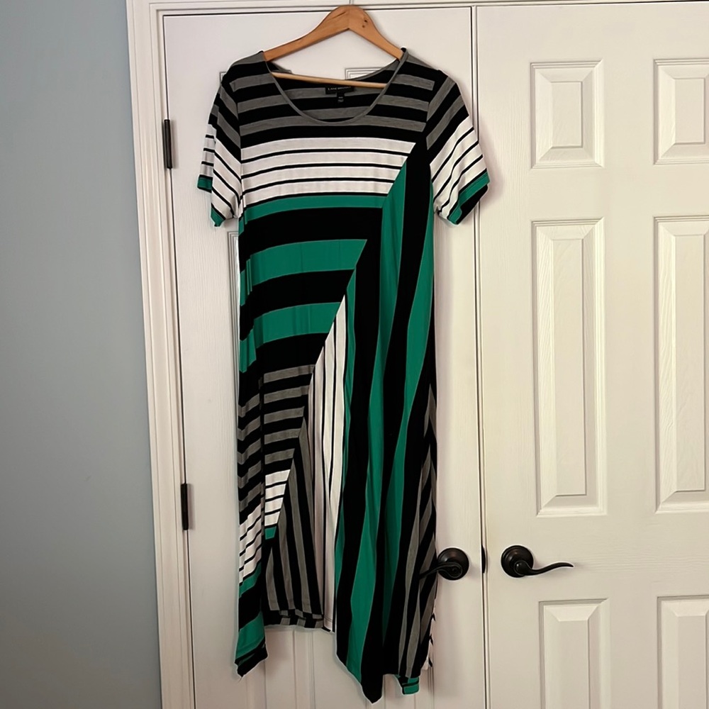 Striped handkerchief hem dress